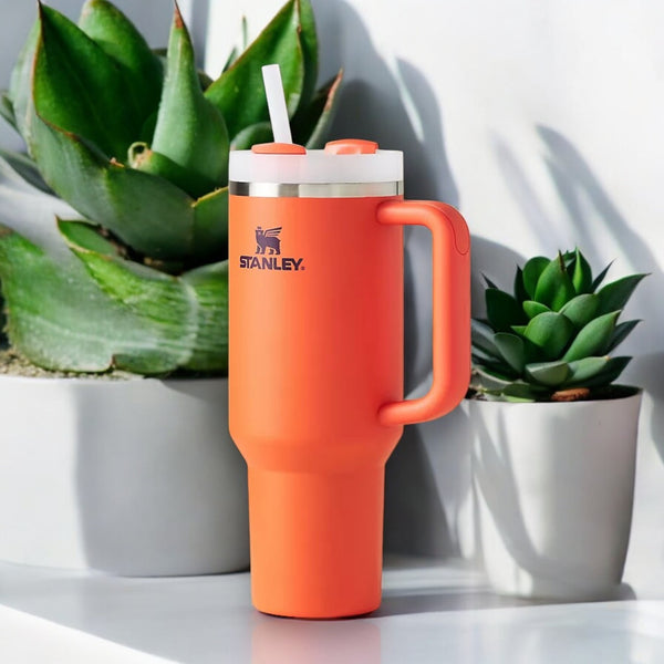 Stanley Quencher Orange H2.0 FlowState Tumbler | 40 oz Stainless Steel with Lid & Straw